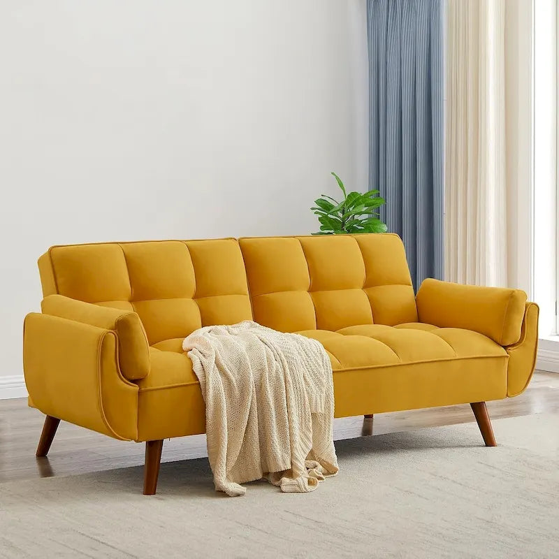 75.39 inch. Slaapbank Futon met Verstelbare Gesplitste Rugleuning
