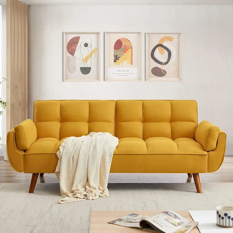 75.39 inch. Slaapbank Futon met Verstelbare Gesplitste Rugleuning