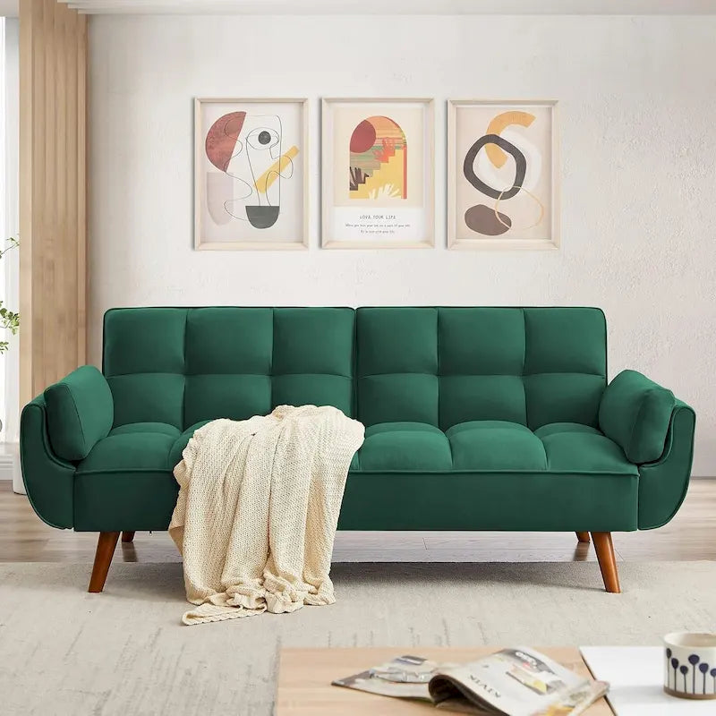 75.39 inch. Slaapbank Futon met Verstelbare Gesplitste Rugleuning
