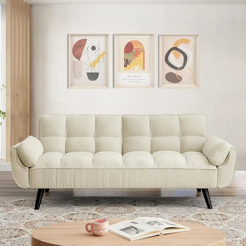 75.39 inch. Slaapbank Futon met Verstelbare Gesplitste Rugleuning