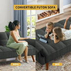 75.39 inch. Slaapbank Futon met Verstelbare Gesplitste Rugleuning