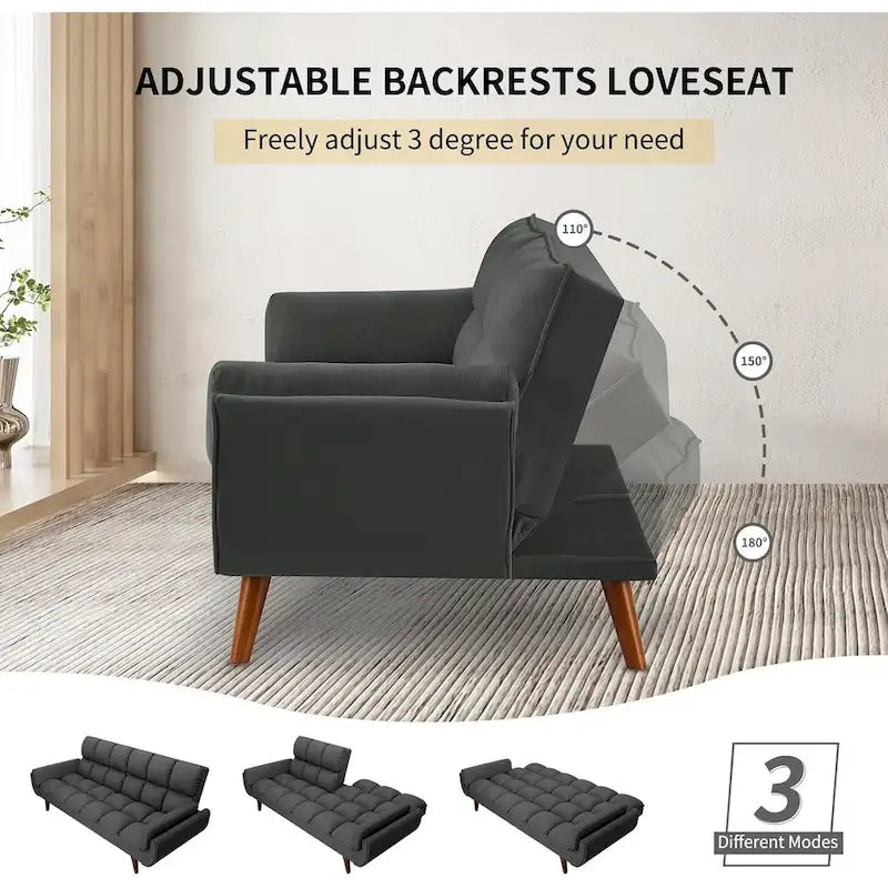 75.39 inch. Slaapbank Futon met Verstelbare Gesplitste Rugleuning
