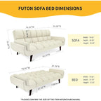 75.39 inch. Slaapbank Futon met Verstelbare Gesplitste Rugleuning