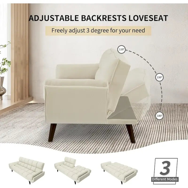 75.39 inch. Slaapbank Futon met Verstelbare Gesplitste Rugleuning