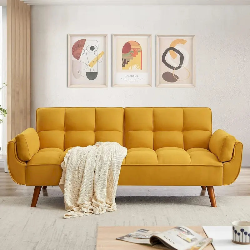 75.39 inch. Slaapbank Futon met Verstelbare Gesplitste Rugleuning