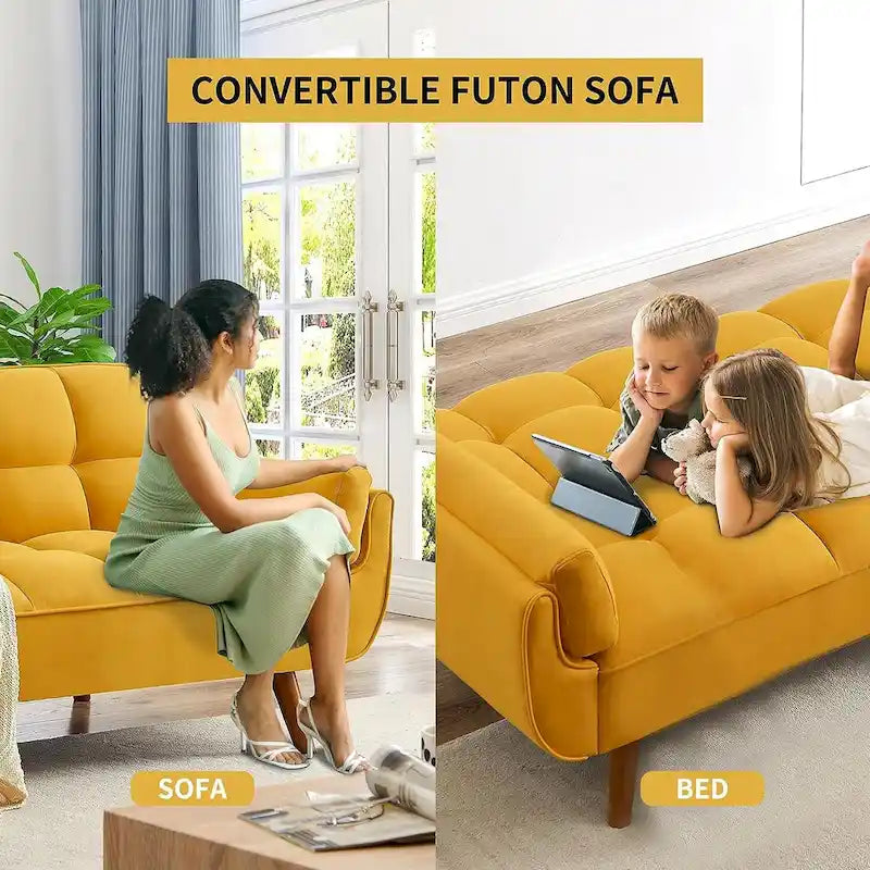 75.39 inch. Slaapbank Futon met Verstelbare Gesplitste Rugleuning
