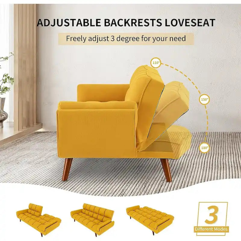 75.39 inch. Slaapbank Futon met Verstelbare Gesplitste Rugleuning