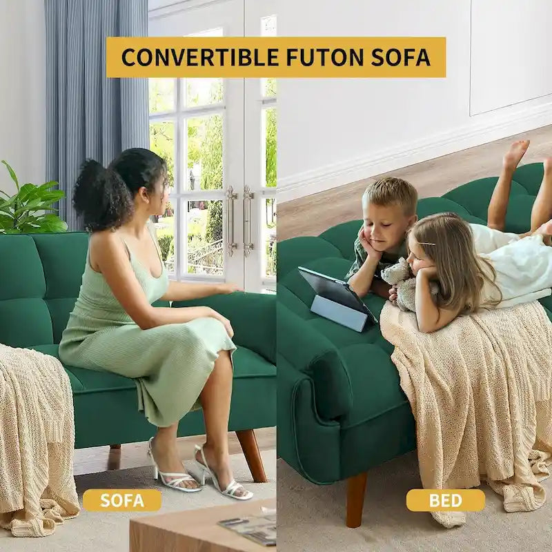 75.39 inch. Slaapbank Futon met Verstelbare Gesplitste Rugleuning
