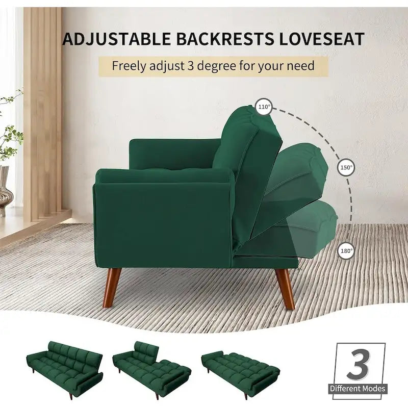 75.39 inch. Slaapbank Futon met Verstelbare Gesplitste Rugleuning