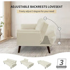 75.39 inch. Slaapbank Futon met Verstelbare Gesplitste Rugleuning