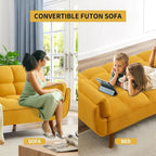 75.39 inch. Slaapbank Futon met Verstelbare Gesplitste Rugleuning