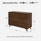 Dressoir met 6 laden en massief houten poten in mid-century stijl
