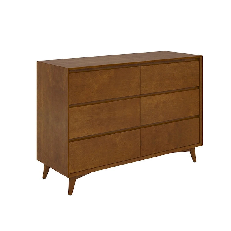 Dressoir met 6 laden en massief houten poten in mid-century stijl
