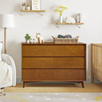 Dressoir met 6 laden en massief houten poten in mid-century stijl