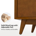 Dressoir met 6 laden en massief houten poten in mid-century stijl
