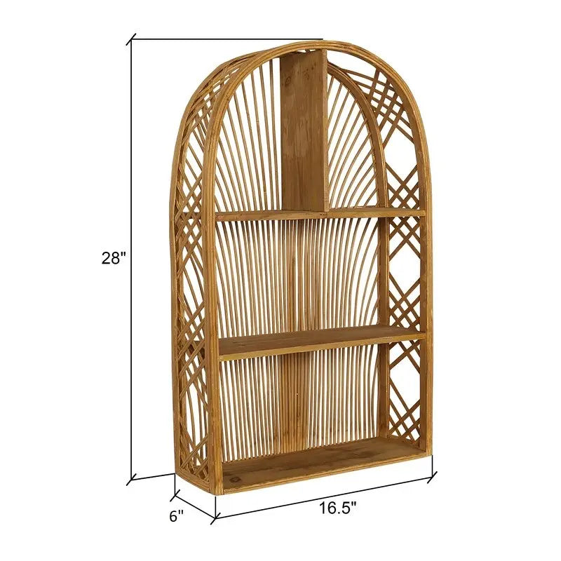 Arch Rattan Boheemse Wandplank met Meerdere Niveaus - 28H x 16,5B x 6D