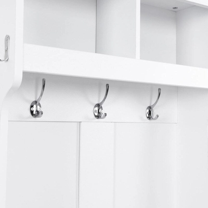 Minimalistische Slanke Kapstok met Kast & 6 Ophanghaken