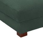 Ribfluwelen Poef met Houten Poten