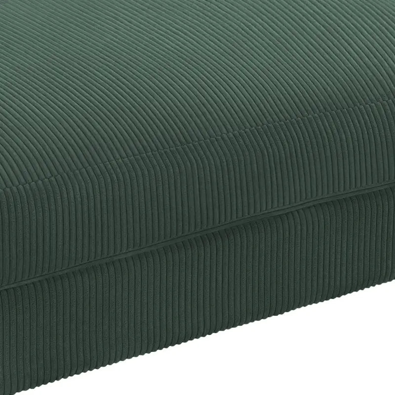 Ribfluwelen Poef met Houten Poten