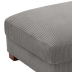 Ribfluwelen Poef met Houten Poten