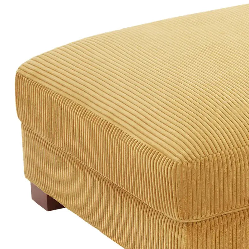 Ribfluwelen Poef met Houten Poten