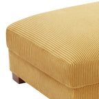 Ribfluwelen Poef met Houten Poten