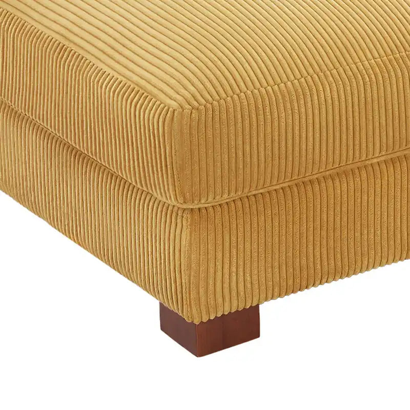 Ribfluwelen Poef met Houten Poten