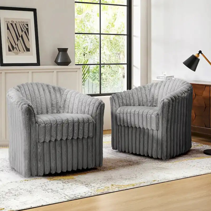 2-pack corduroy draaibare ronde accentstoel
