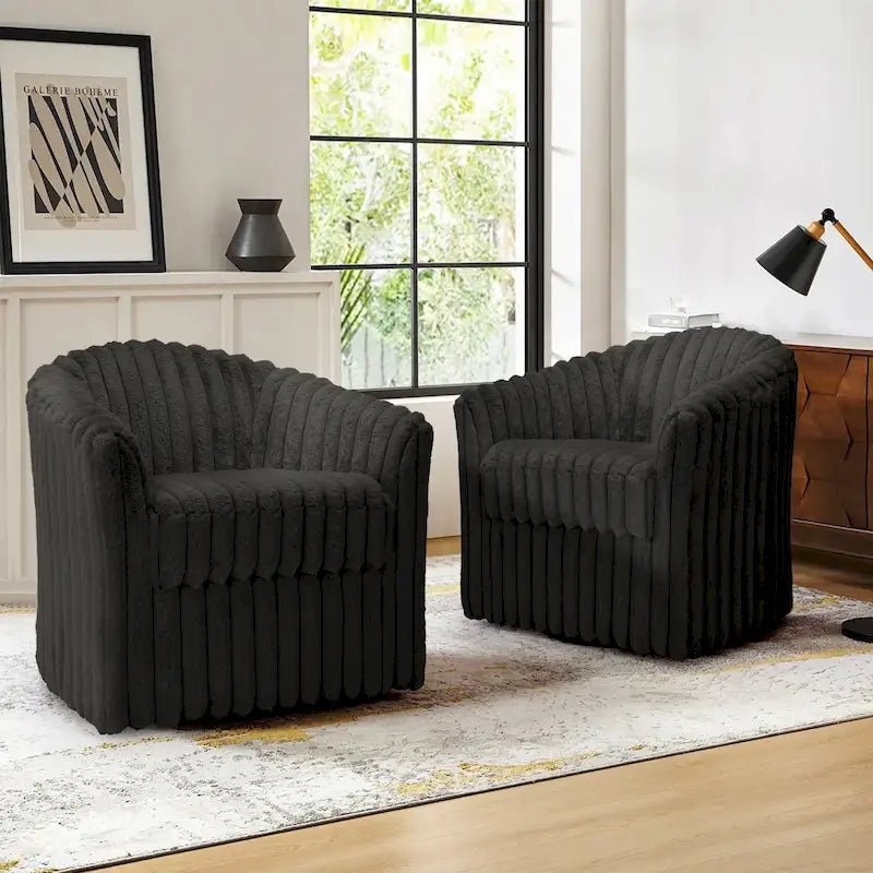 2-pack corduroy draaibare ronde accentstoel