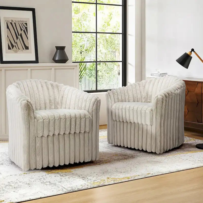 2-pack corduroy draaibare ronde accentstoel
