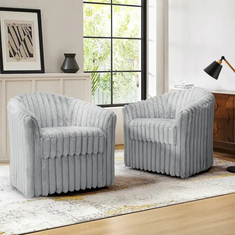 2-pack corduroy draaibare ronde accentstoel
