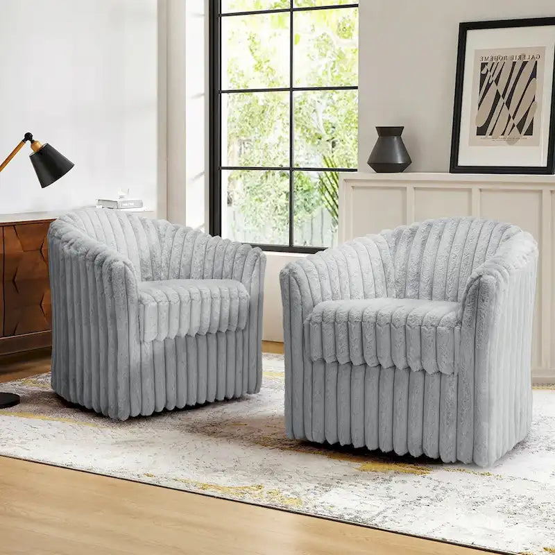 2-pack corduroy draaibare ronde accentstoel