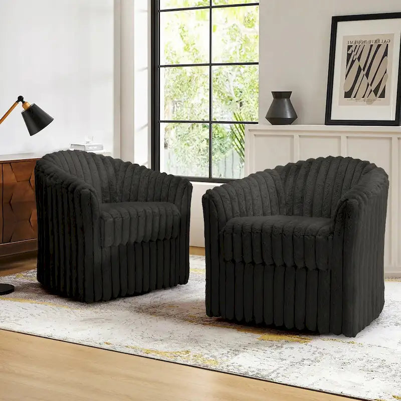 2-pack corduroy draaibare ronde accentstoel