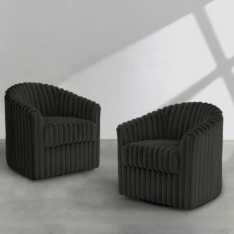 2-pack corduroy draaibare ronde accentstoel