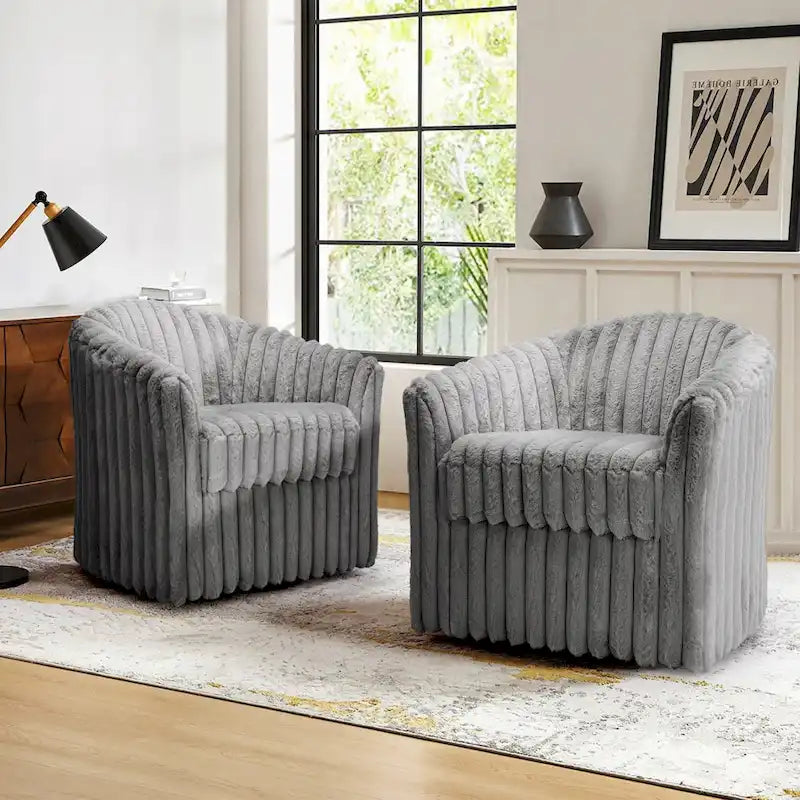 2-pack corduroy draaibare ronde accentstoel