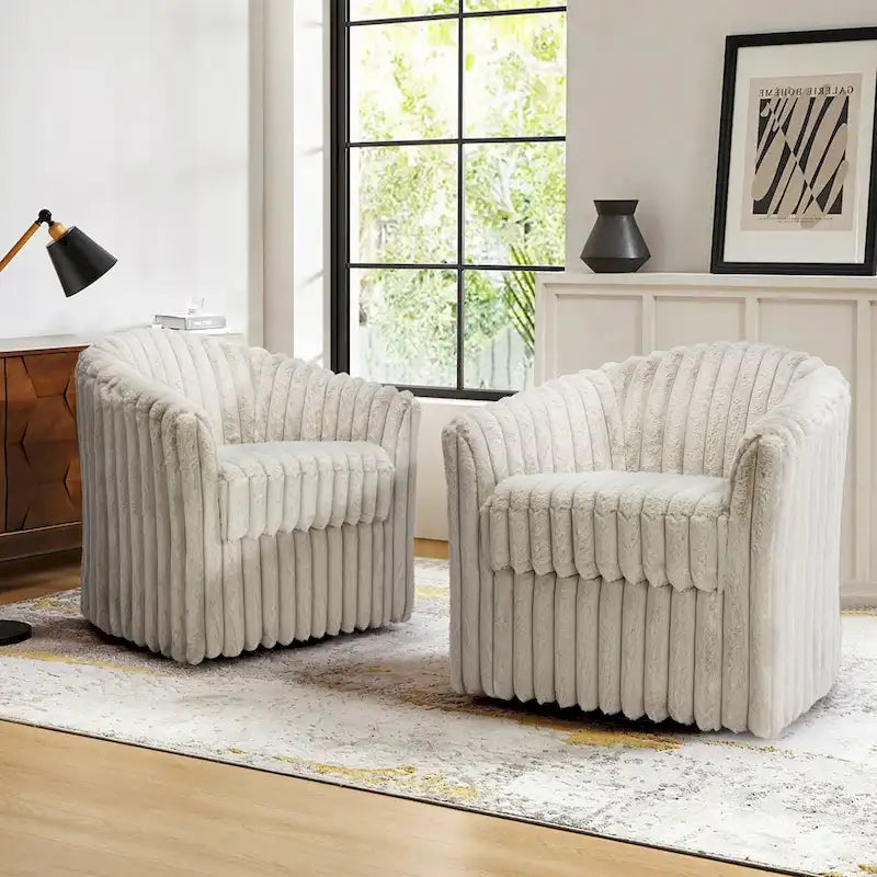 2-pack corduroy draaibare ronde accentstoel