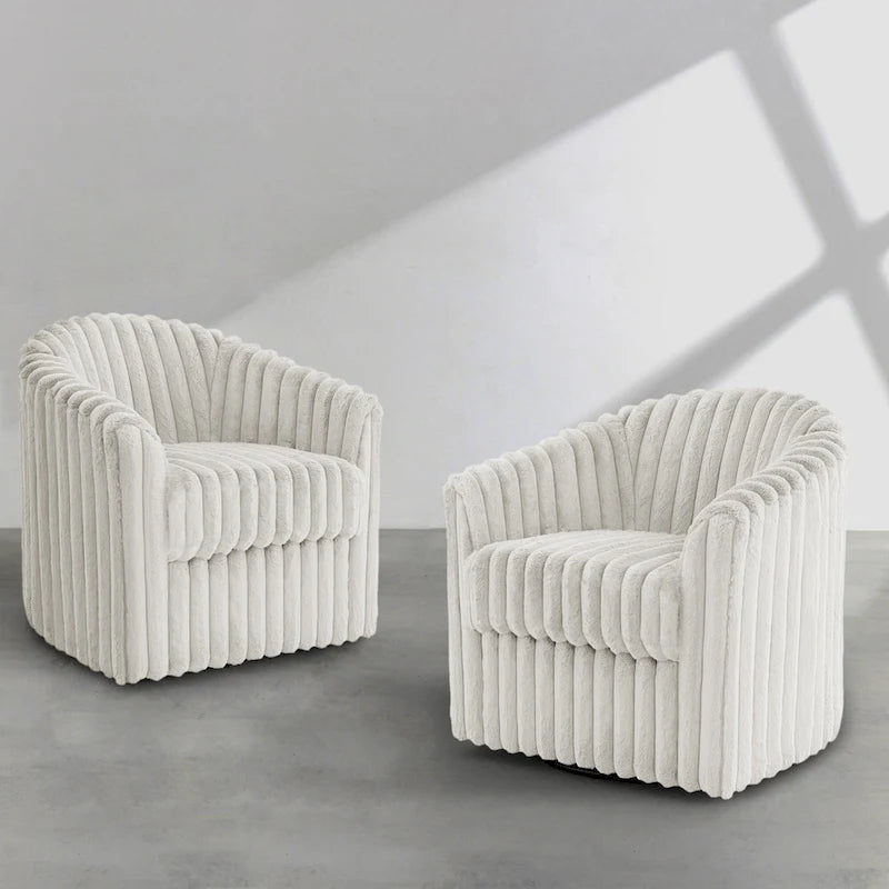 2-pack corduroy draaibare ronde accentstoel