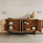 Modern eiken dressoir met messing handgrepen