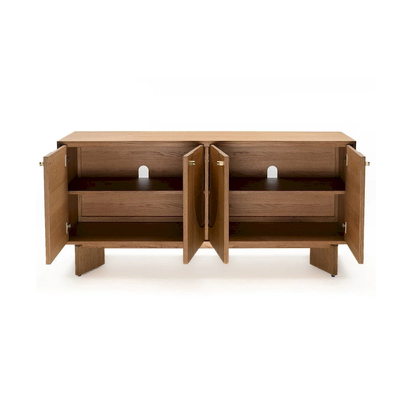 Modern eiken dressoir met messing handgrepen