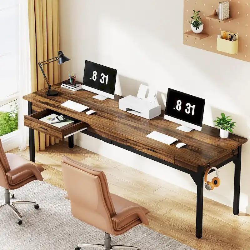 78,7" tweepersoons computerbureau met 2 laden