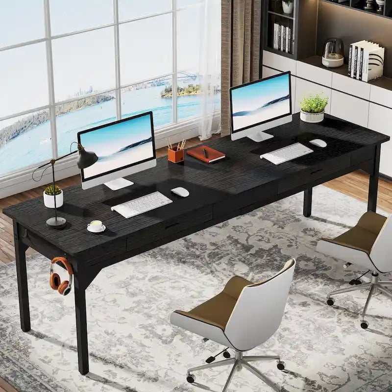 78,7" tweepersoons computerbureau met 2 laden