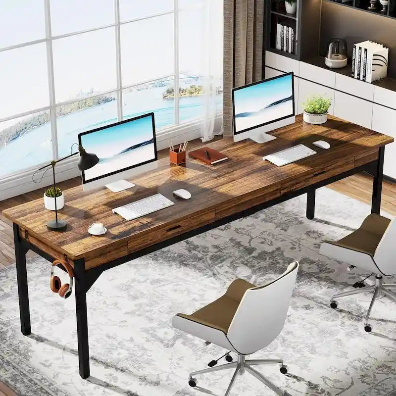 78,7" tweepersoons computerbureau met 2 laden