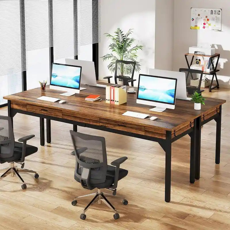 78,7" tweepersoons computerbureau met 2 laden